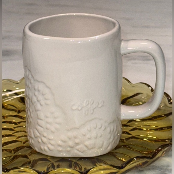 Rae Dunn Romantic White Ceramic Mug, Monochromatic "coffee" 2024 Design - Picture 1 of 6